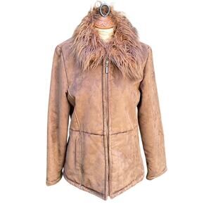 Outbrook Faux Suede Faux Fur Coat Jacket Womens size Large